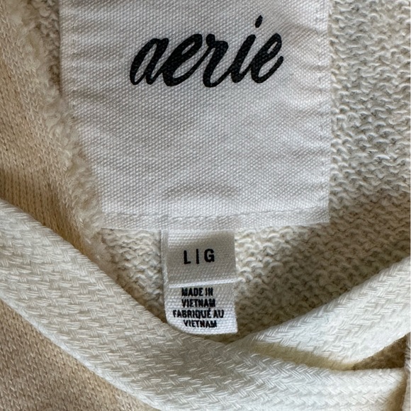 Aerie Oversized Lace Up Crew Sweatshirt in color Cream, size Large - Picture 11 of 15